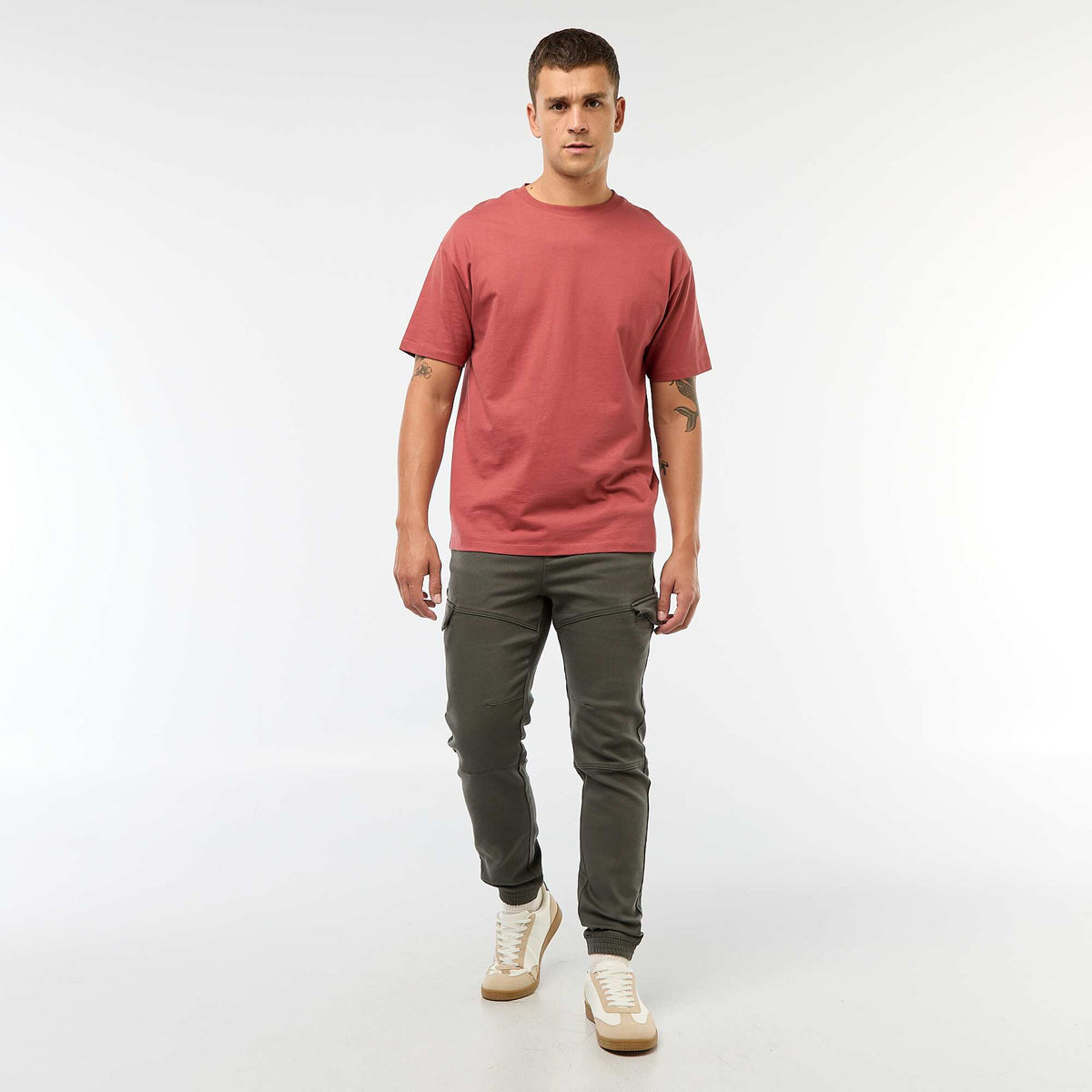 Pantalón de chándal cargo liso de algodón KAKI