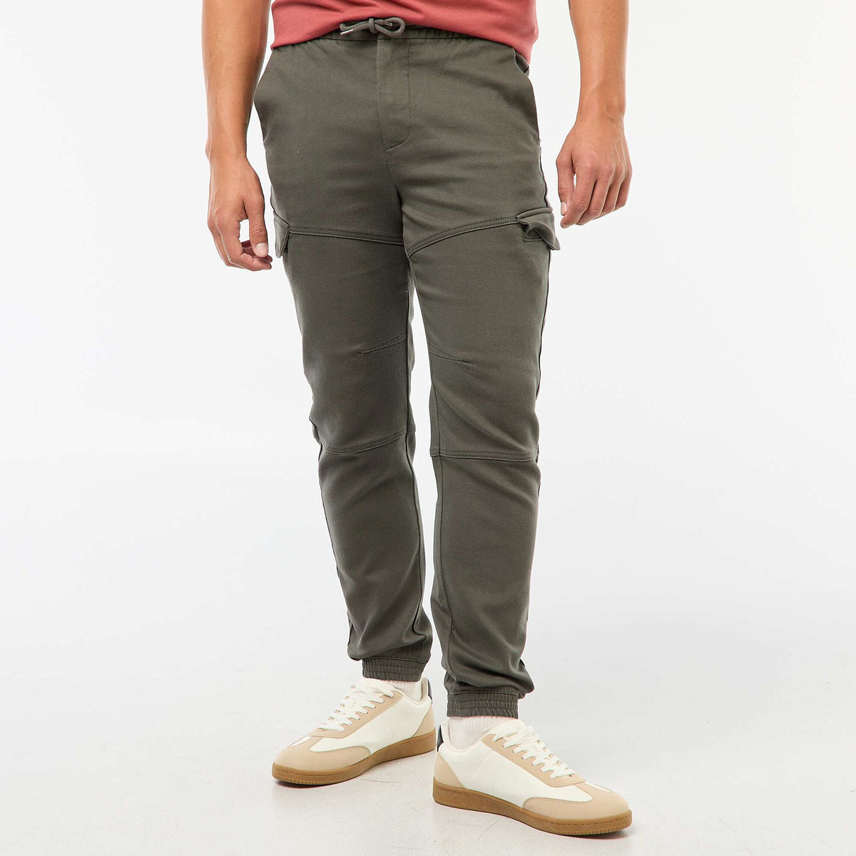 Pantalón de chándal cargo liso de algodón KAKI
