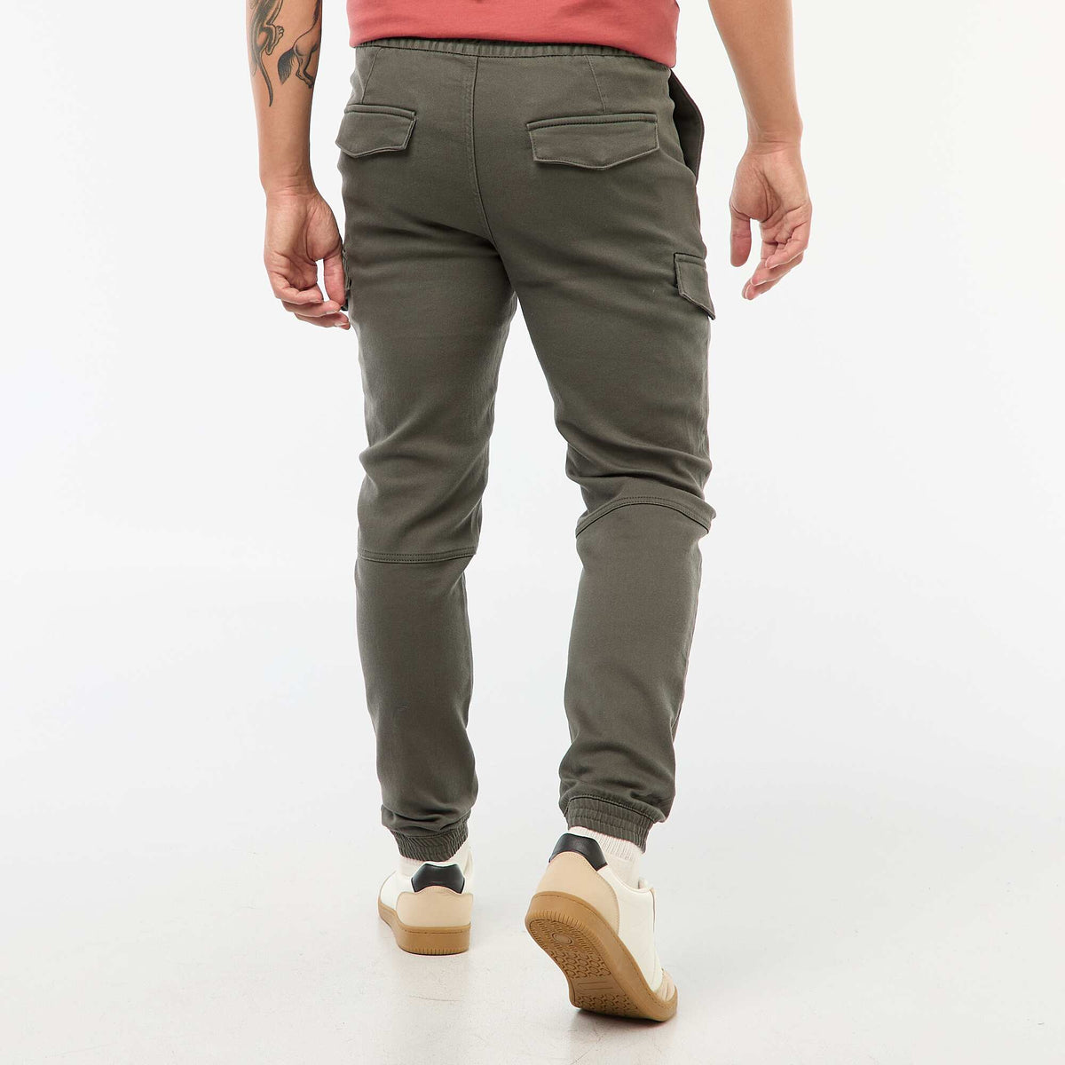 Pantalón de chándal cargo liso de algodón KAKI
