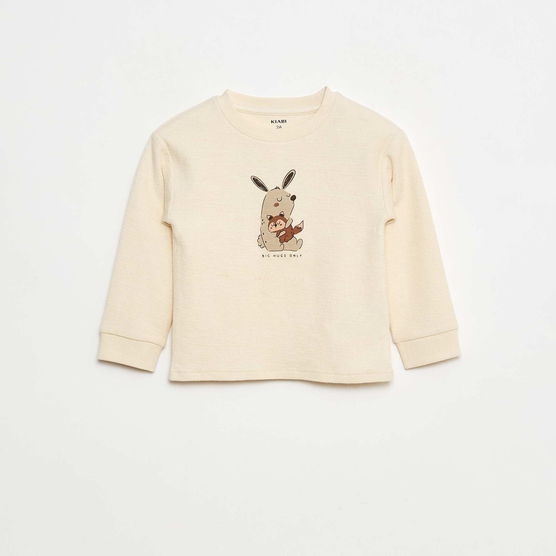 Sweater ligero de algodón elástico con estampado BLANCO