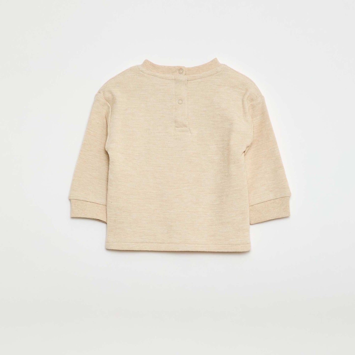 Sweater ligero de algodón elástico con estampado BEIGE