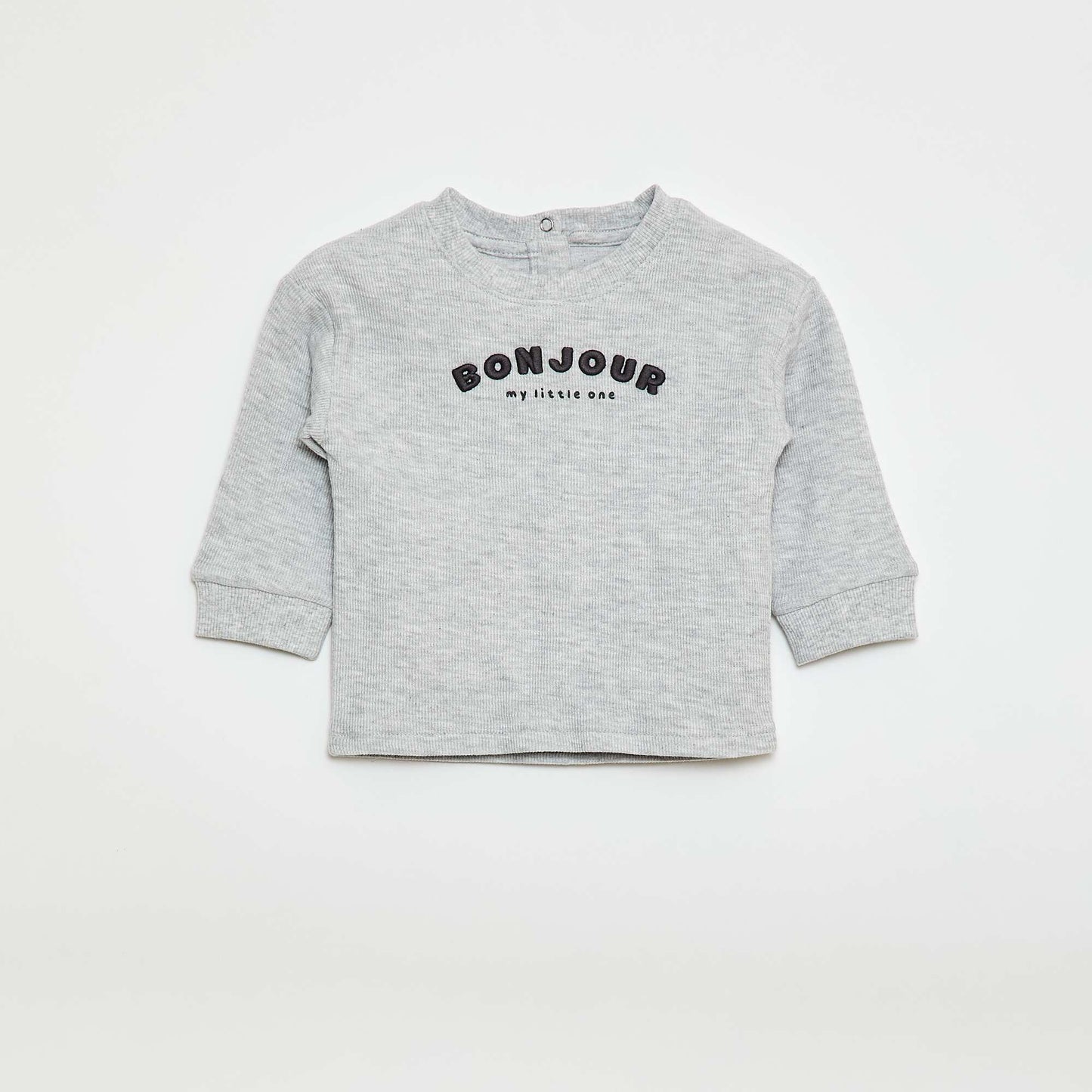Sweater ligero de algodón elástico con estampado GRIS