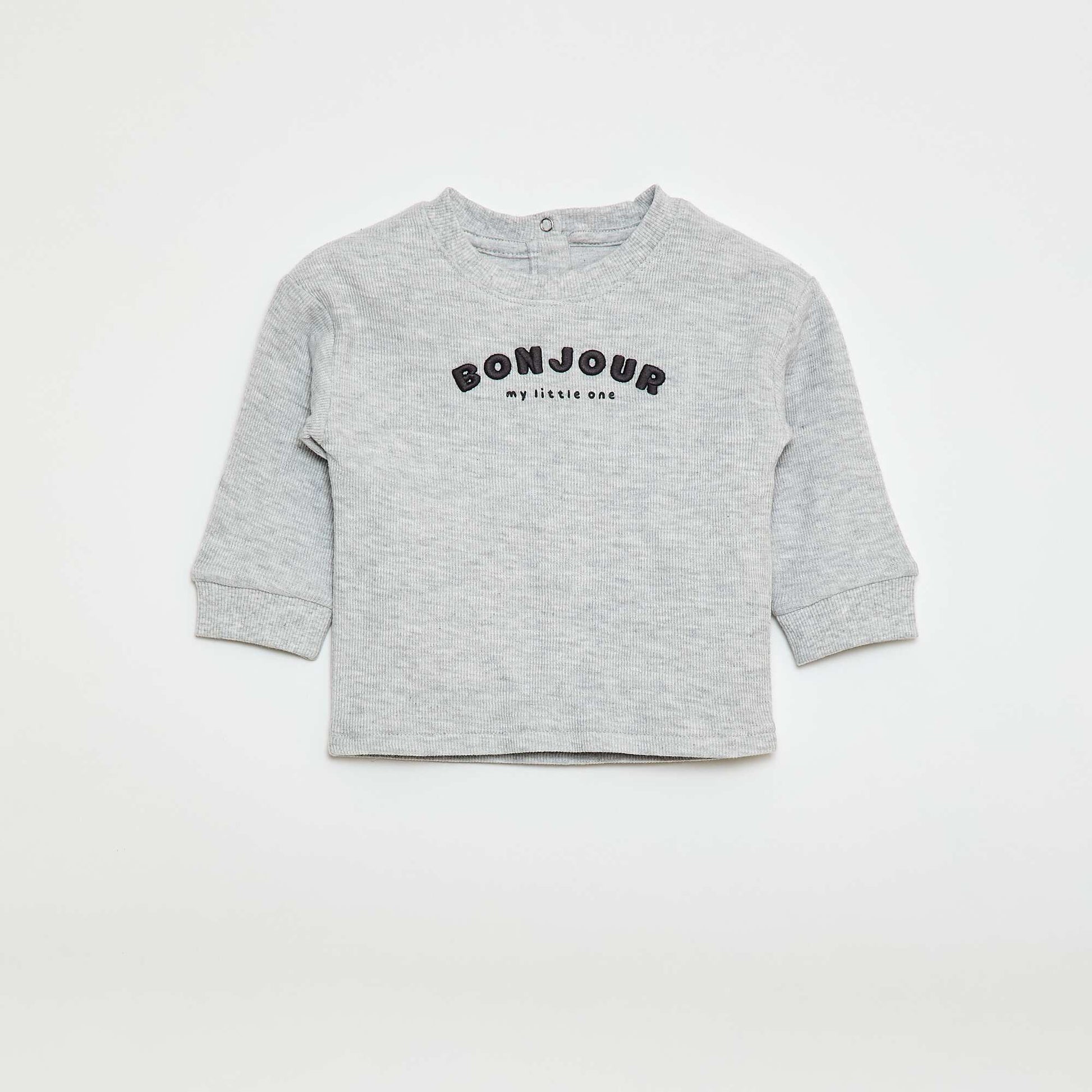 Sweater ligero de algodón elástico con estampado GRIS
