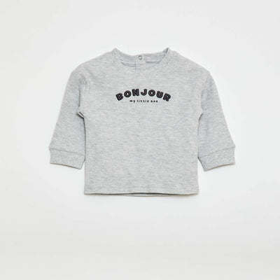 Sweater ligero de algodón elástico con estampado GRIS
