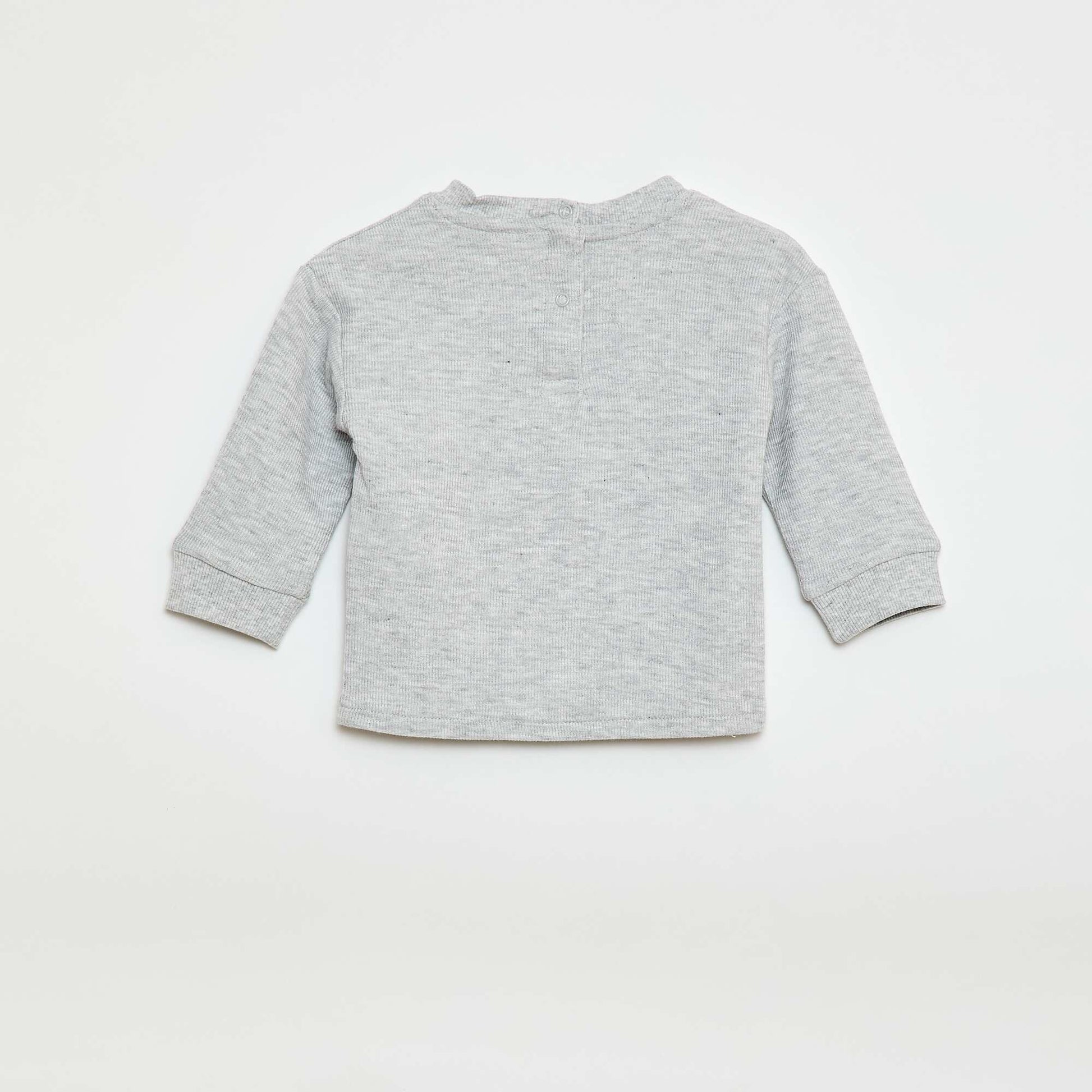 Sweater ligero de algodón elástico con estampado GRIS