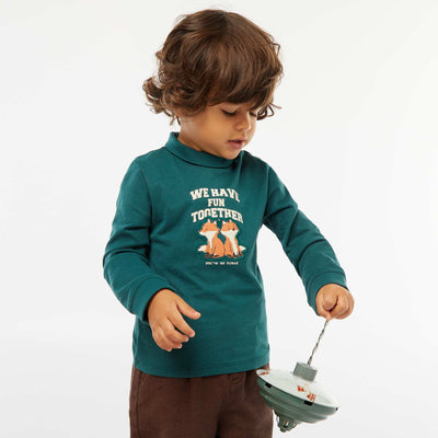 Camiseta interior de cuello alto con estampado en relieve VERDE