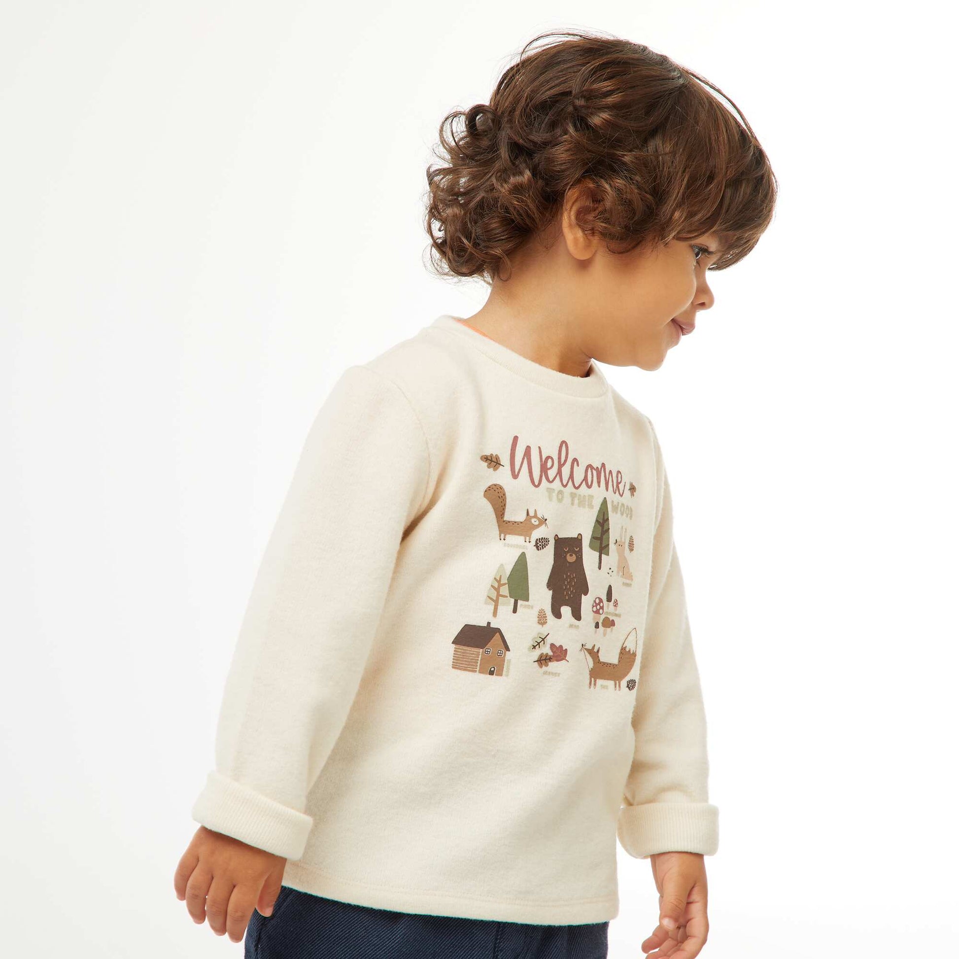 Camiseta estampada en tejido polar suave BLANCO