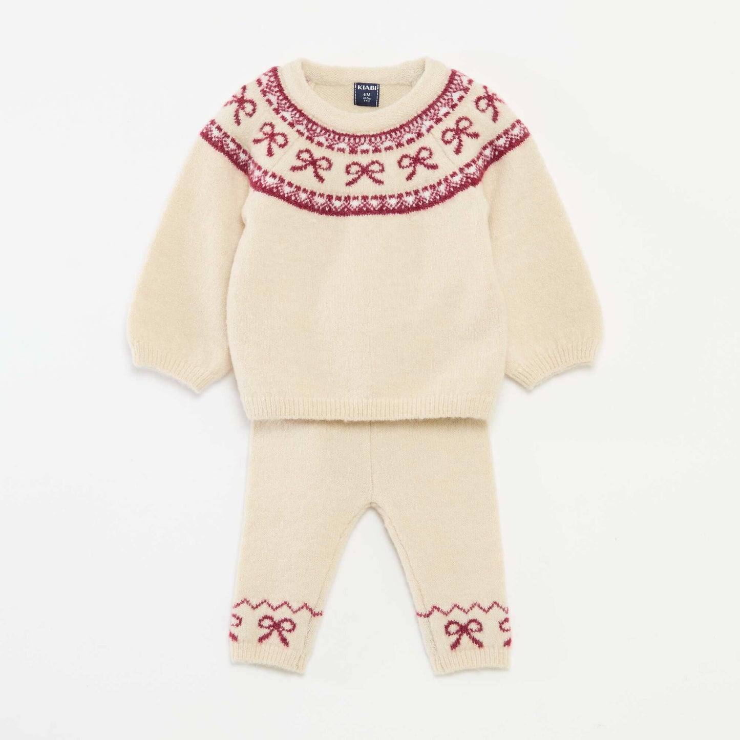 Conjunto de punto sweater + leggings jacquard BEIGE