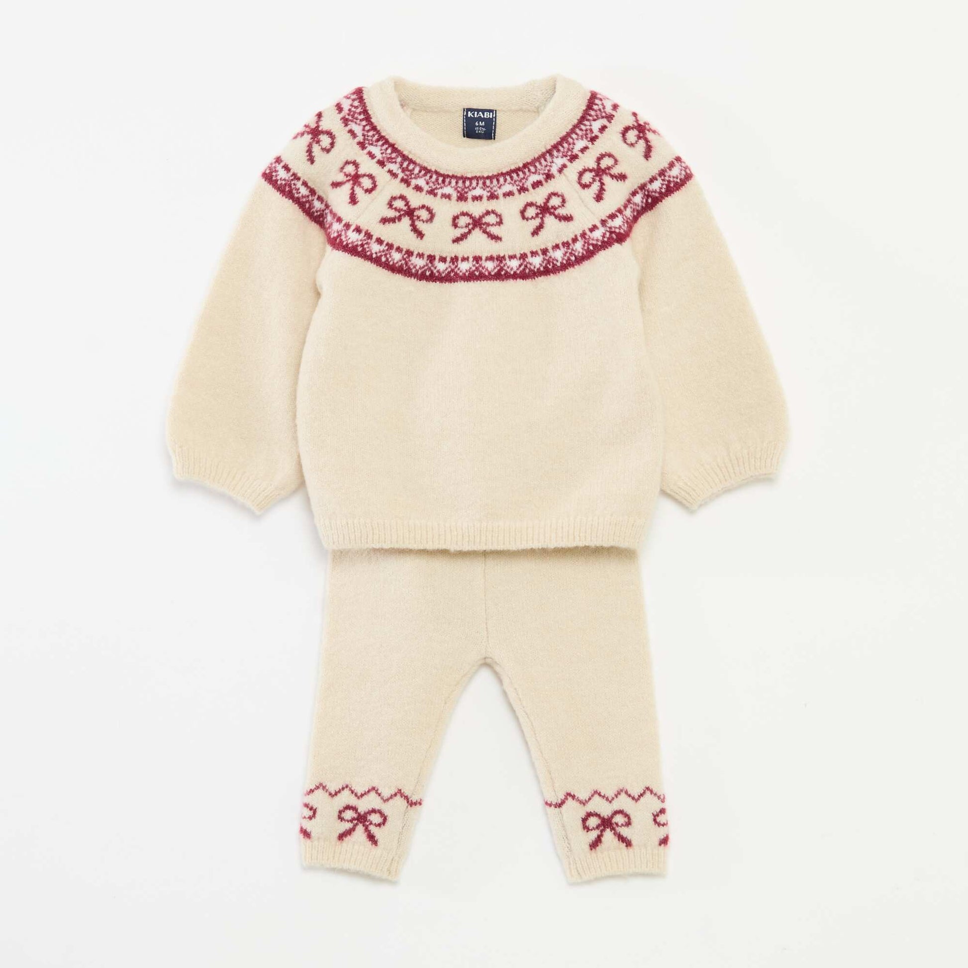 Conjunto de punto sweater + leggings jacquard BEIGE
