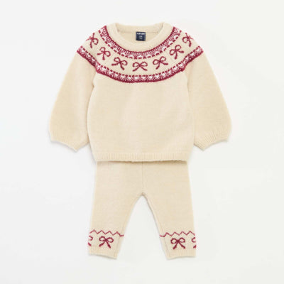 Conjunto de punto sweater + leggings jacquard BEIGE