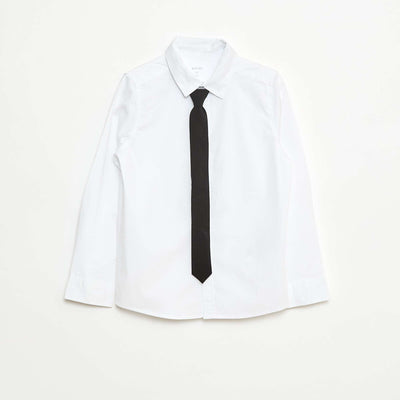 Conjunto camisa + corbata de popelina con velcro - 2 piezas BLANCO