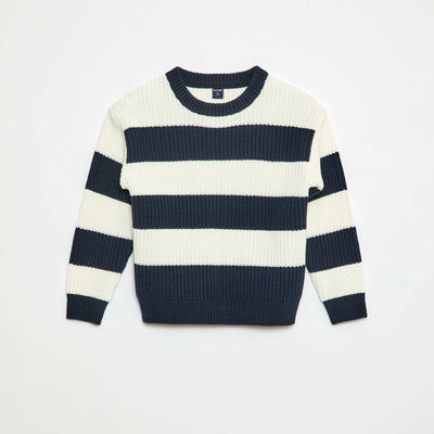 Sweater de punto con bloques de color AZUL