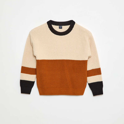Sweater de punto con bloques de color BEIGE
