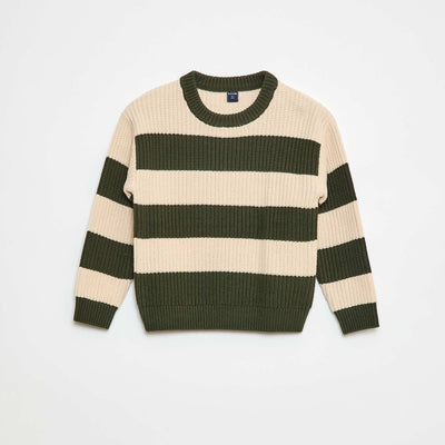 Sweater de punto con bloques de color VERDE