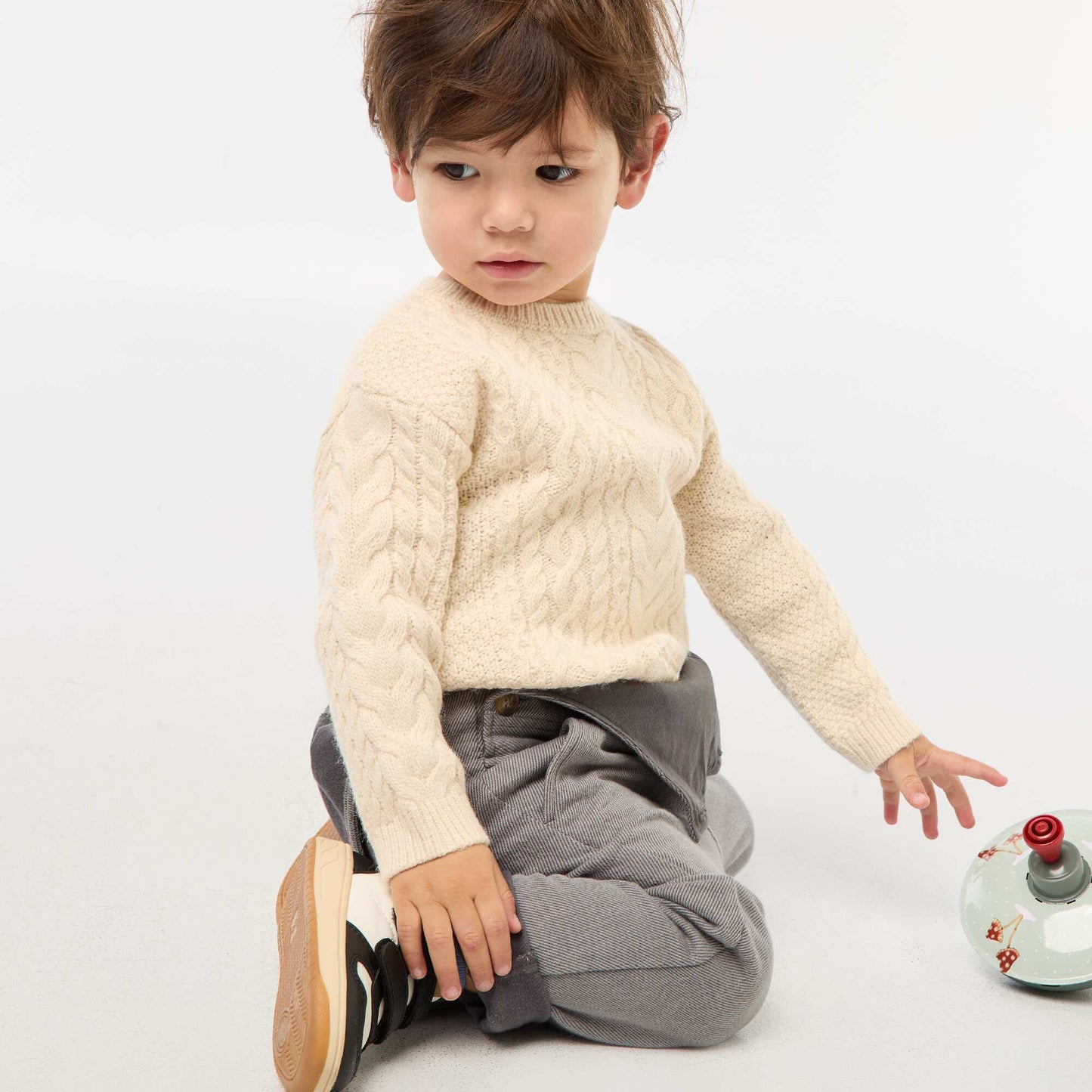 Sweater de punto trenzado BEIGE