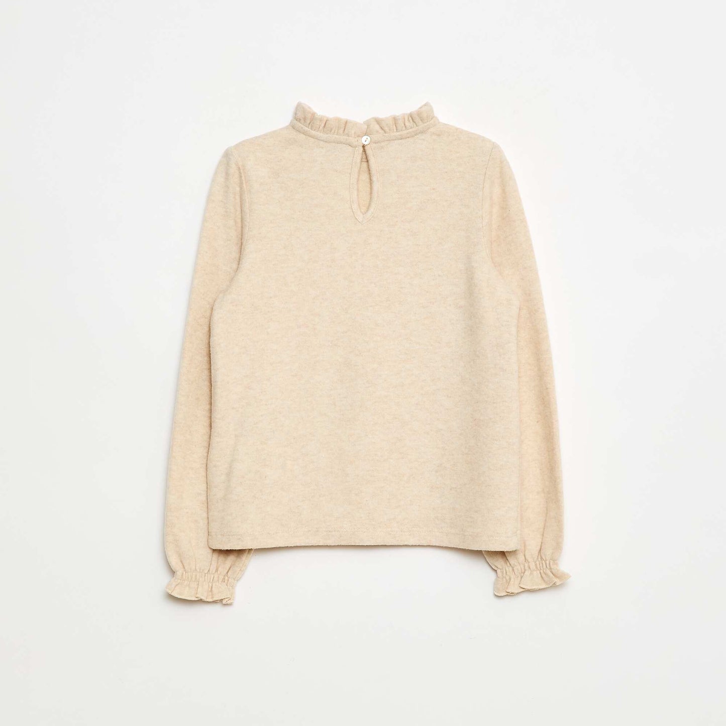 Camiseta de cuello alto de canalé BEIGE