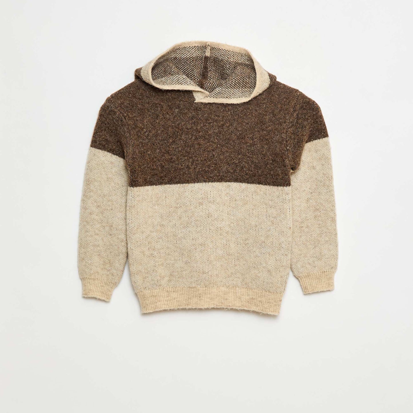 Buzo con capucha color block MARRON