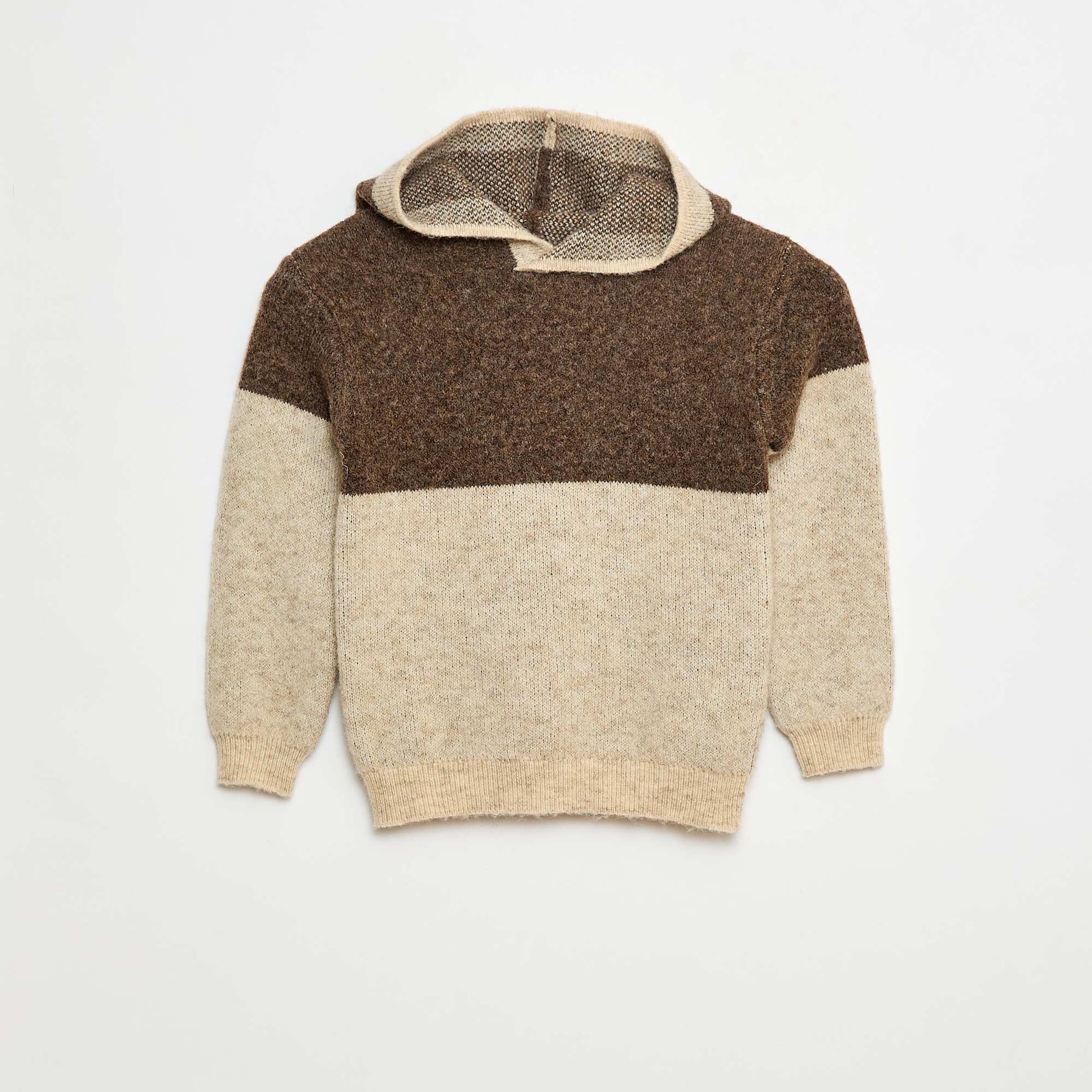 Buzo con capucha color block MARRON