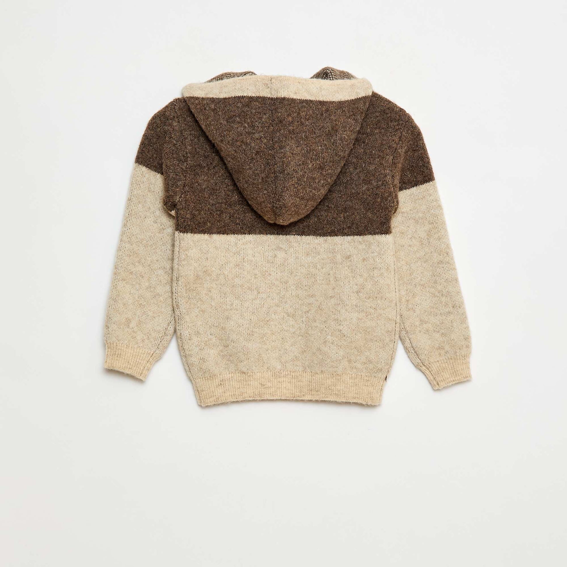 Buzo con capucha color block MARRON