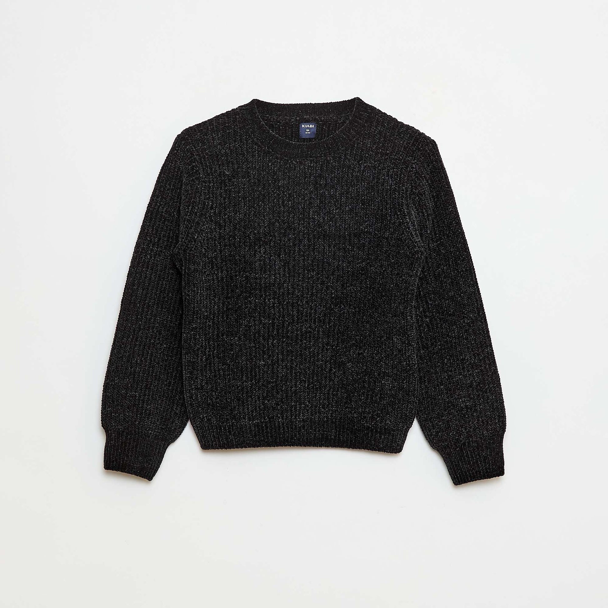 Sweater grueso de punto de chenilla NEGRO