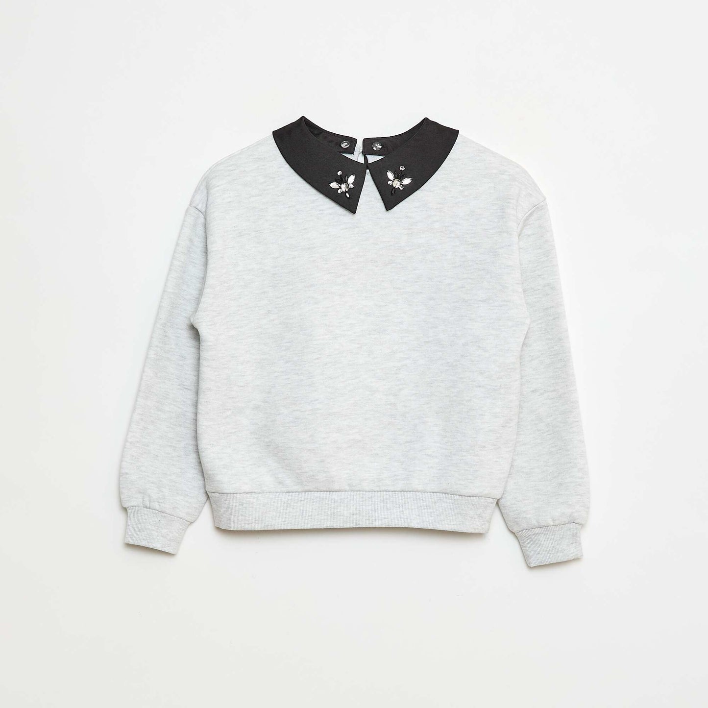 Buzo holgada con cuello de strass GRIS