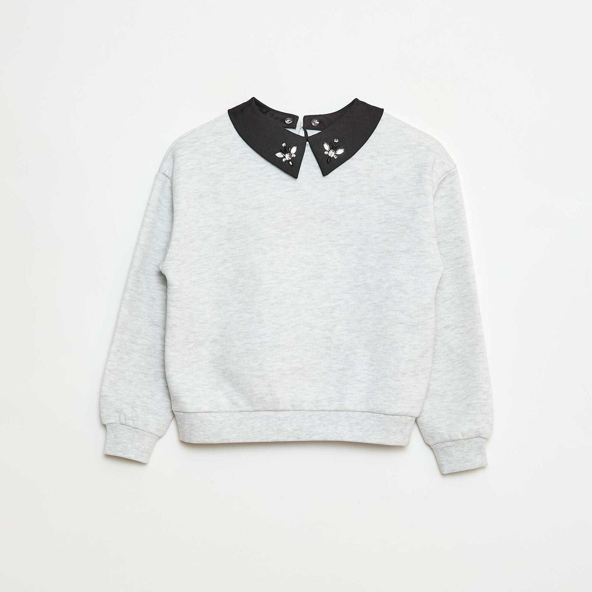 Buzo holgada con cuello de strass GRIS