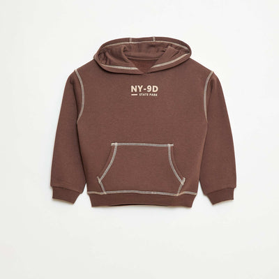 Buzo con capucha estampada MARRON