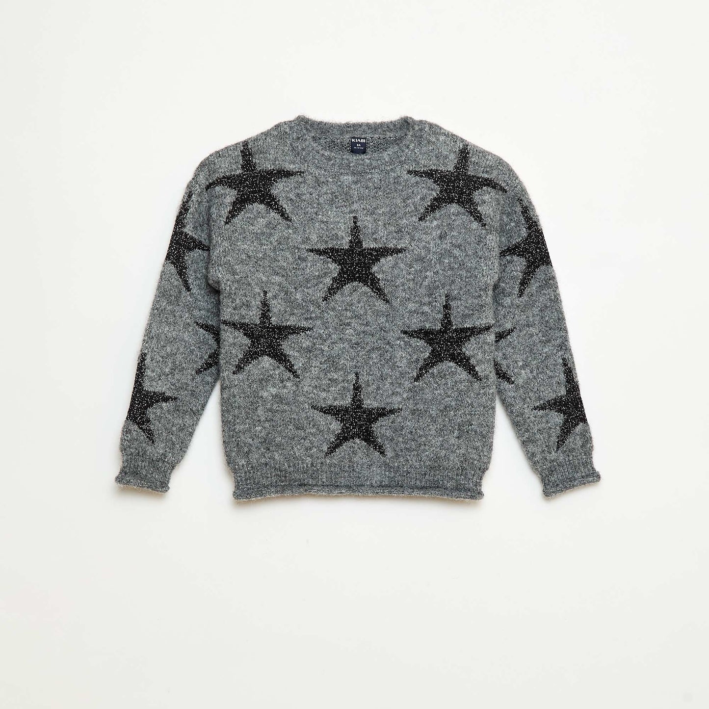 Sweater de punto con cuello redondo NEGRO