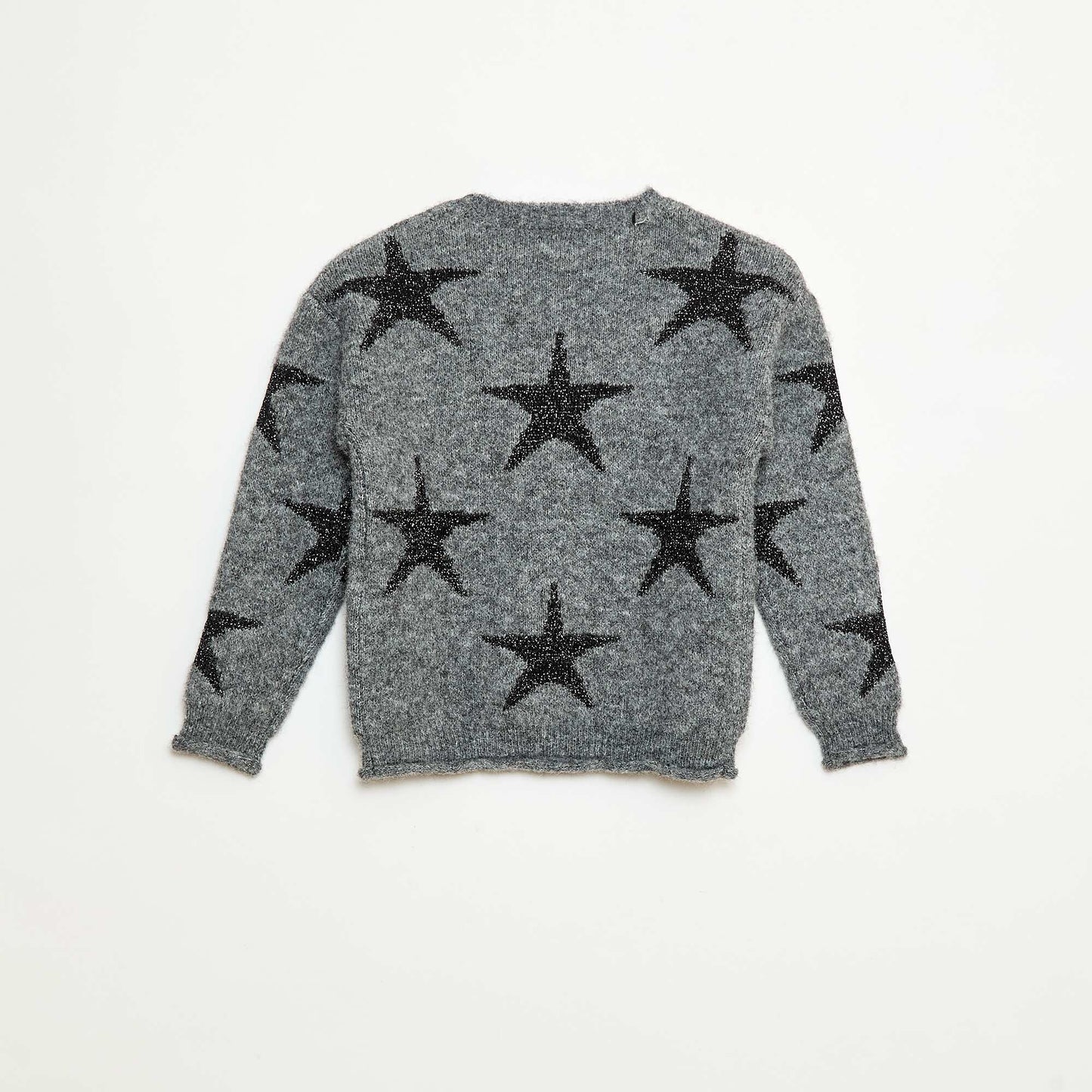 Sweater de punto con cuello redondo NEGRO
