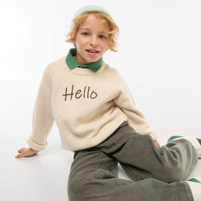 Sweater cuello redondo con diseño animado BEIGE