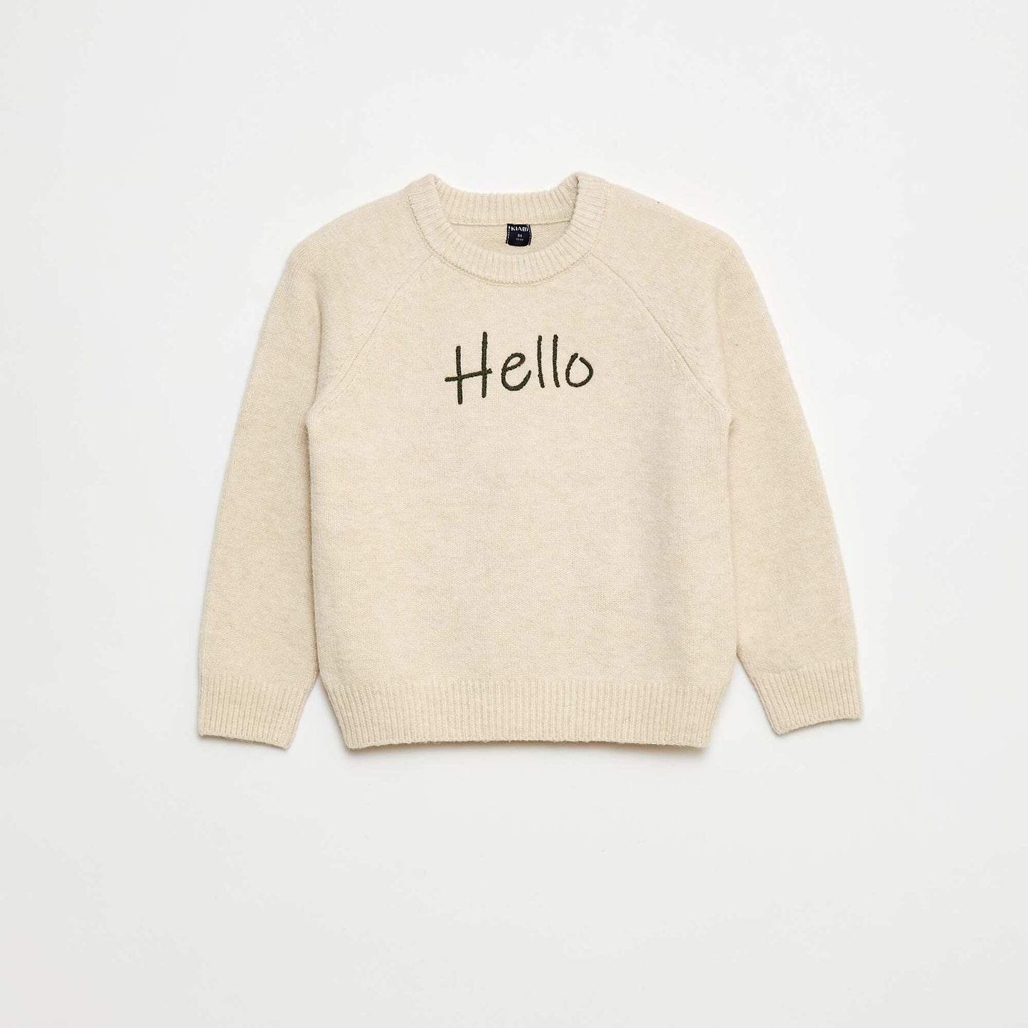 Sweater cuello redondo con diseño animado BEIGE