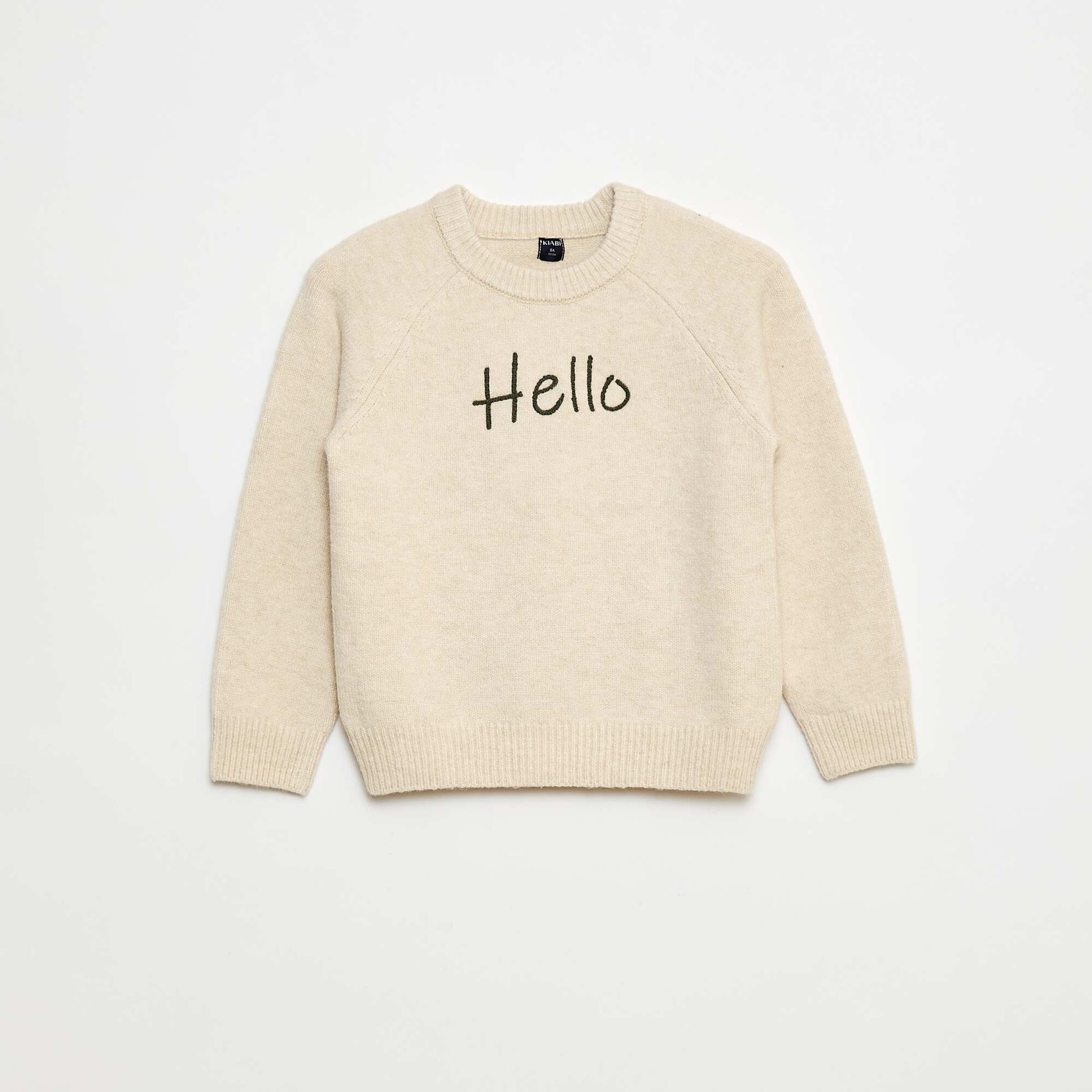 Sweater cuello redondo con diseño animado BEIGE