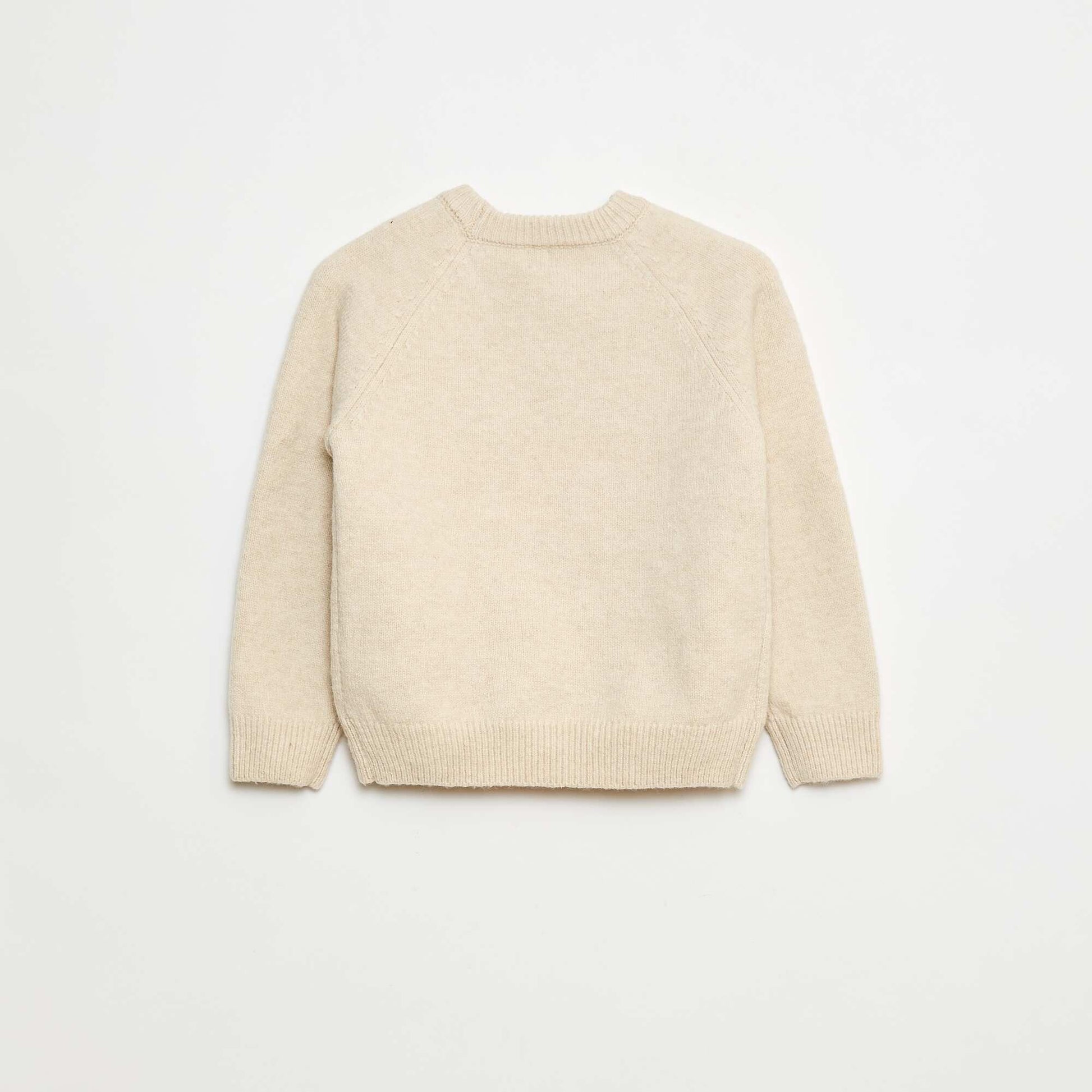 Sweater cuello redondo con diseño animado BEIGE