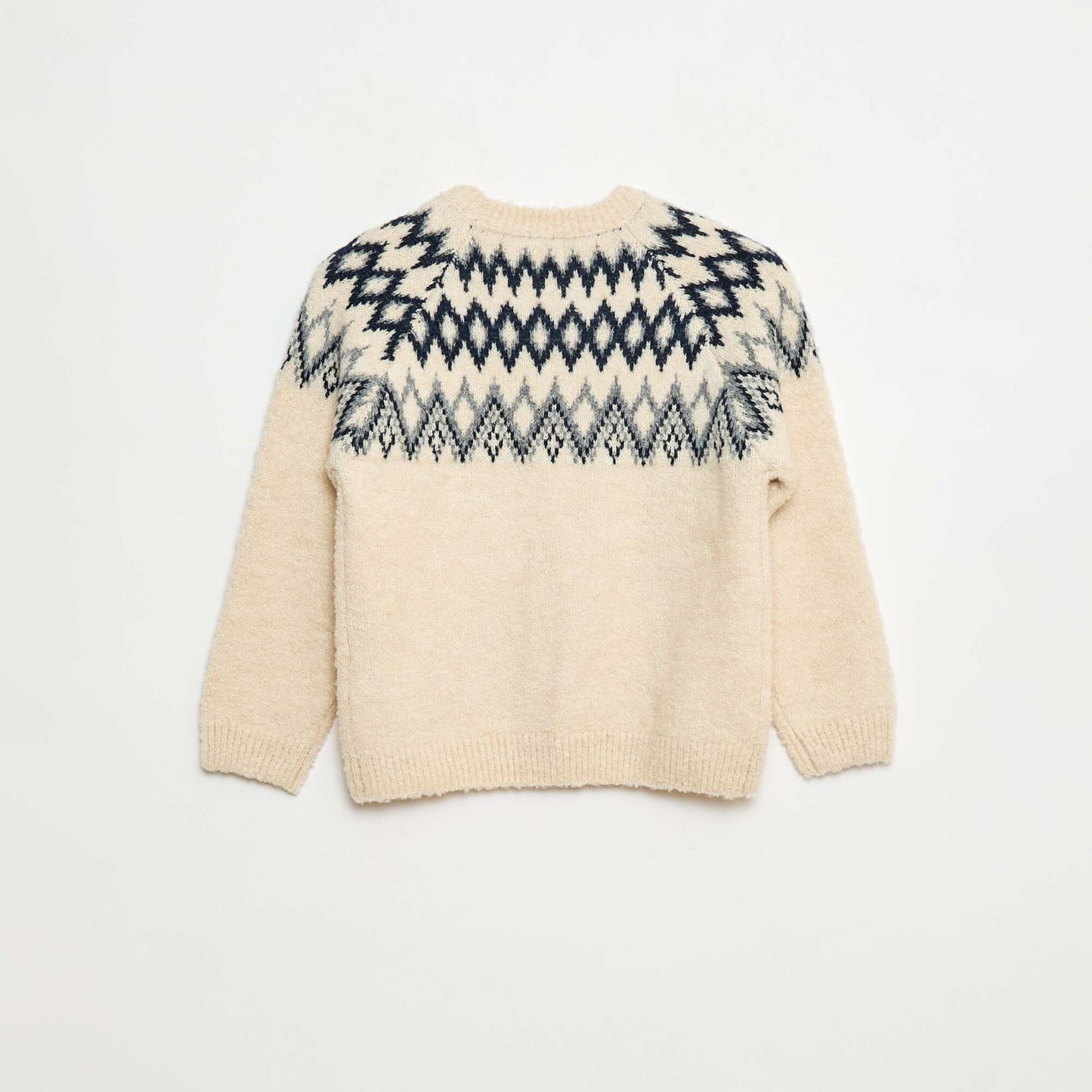 Sweater jacquard cuello redondo liso GRIS