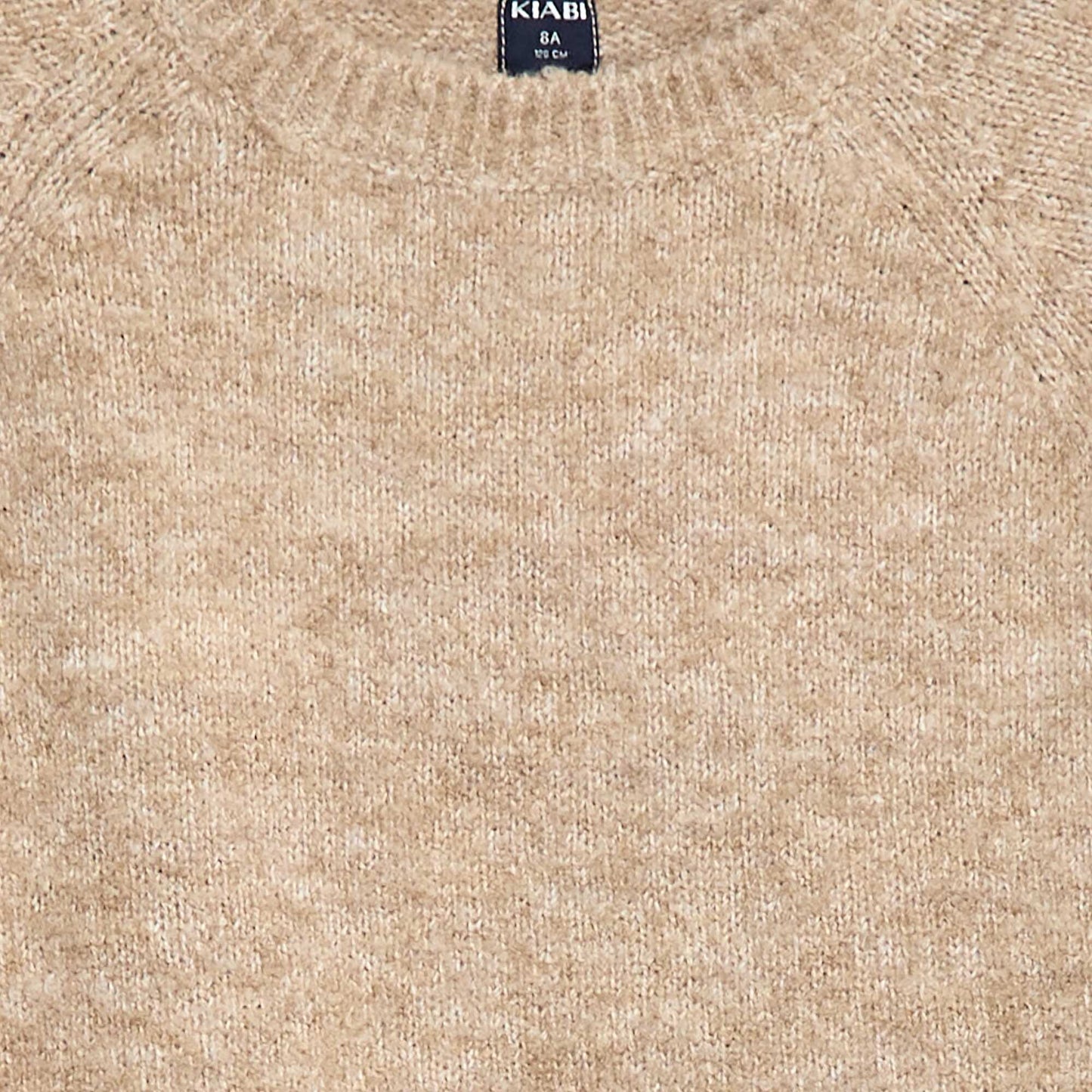Sweater jacquard cuello redondo liso BEIGE