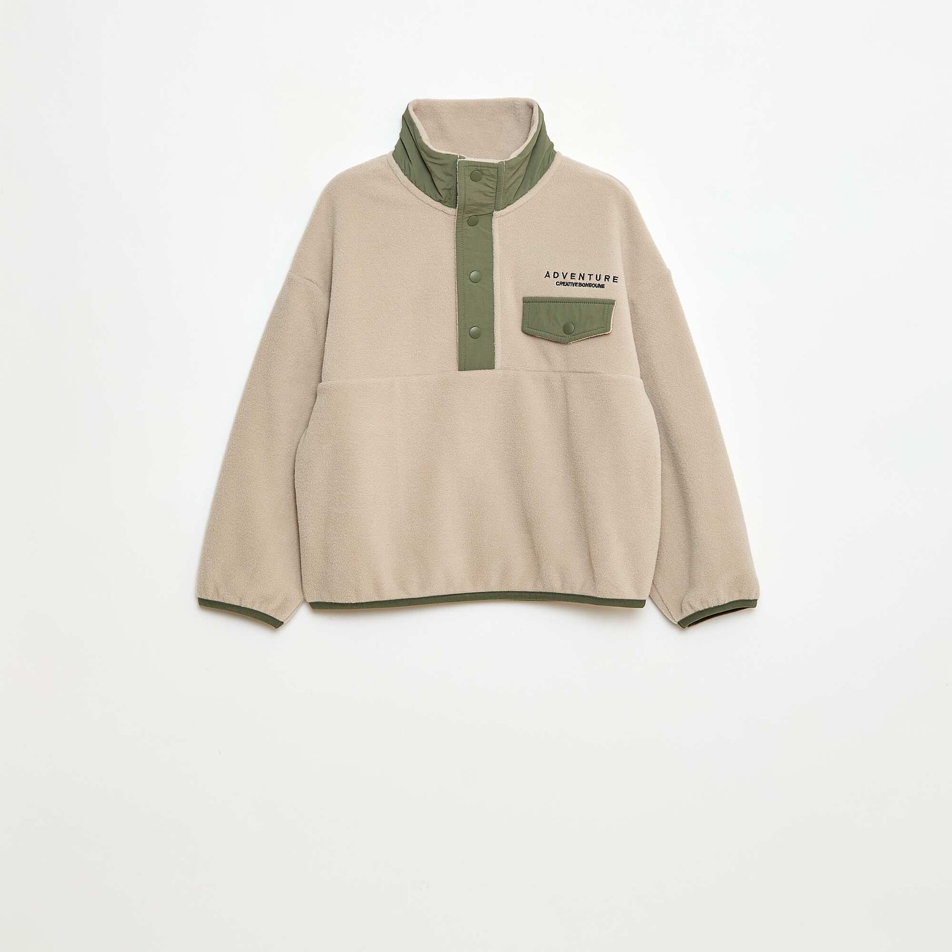 Buzo polar cuello alto BEIGE