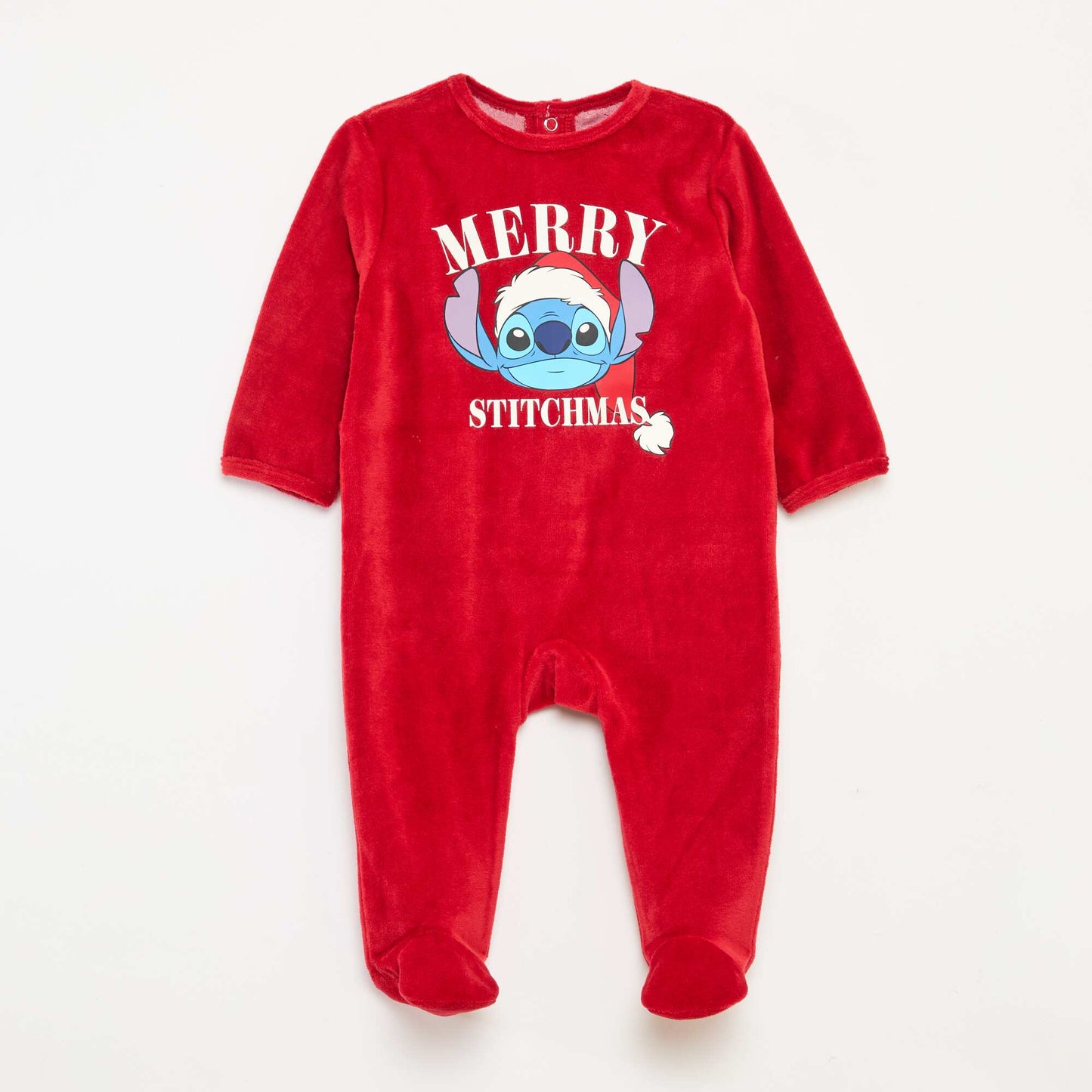 Pijama Entero Pesado Navideño 'Disney' 'Stitch' de terciopelo de algodón ROJO