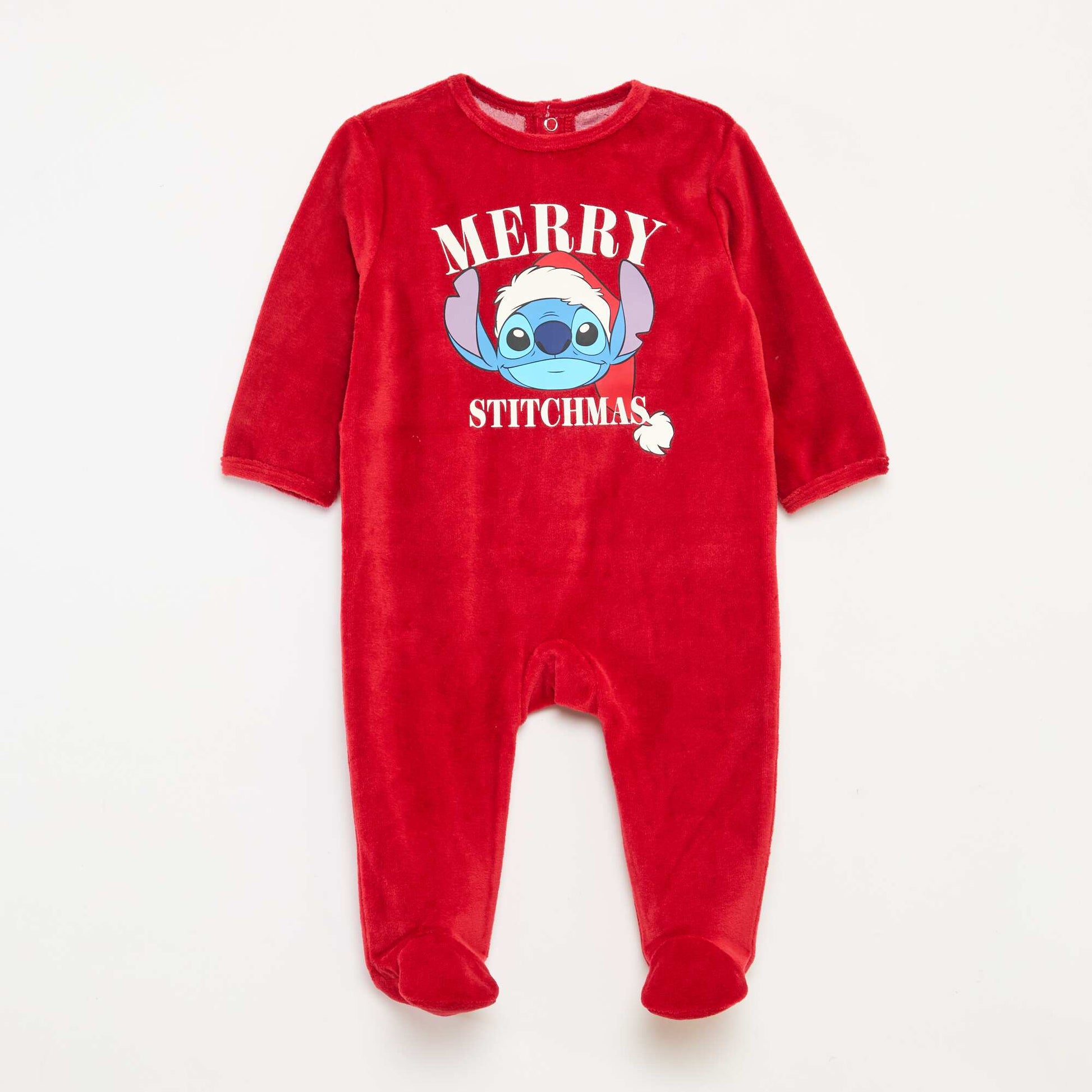 Pijama Entero Pesado Navideño 'Disney' 'Stitch' de terciopelo de algodón ROJO