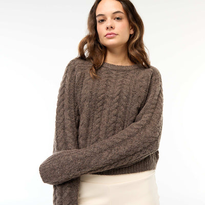 Sweater de punto trenzado MARRON