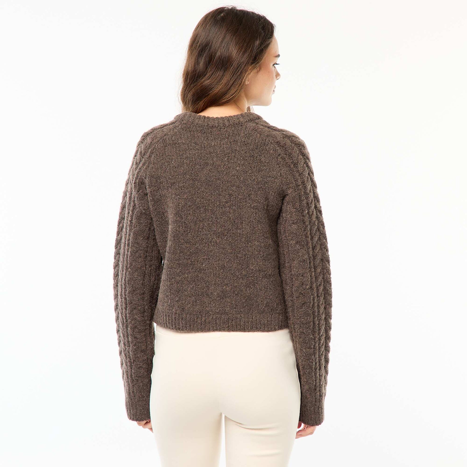 Sweater de punto trenzado MARRON