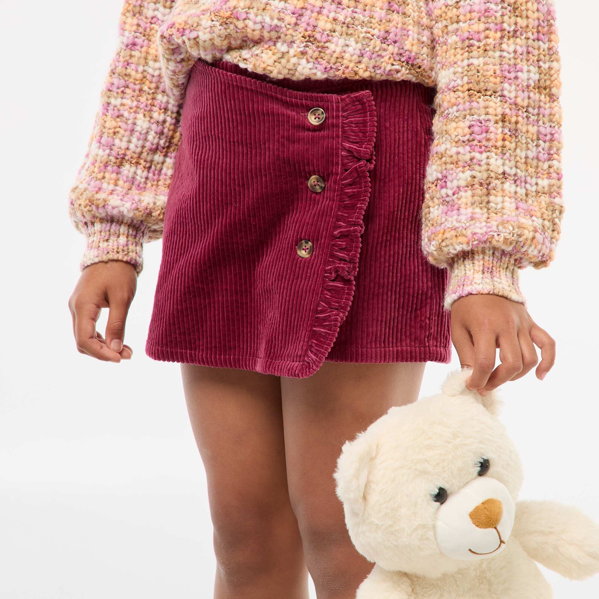 Falda pantalón de pana de algodón ROJO