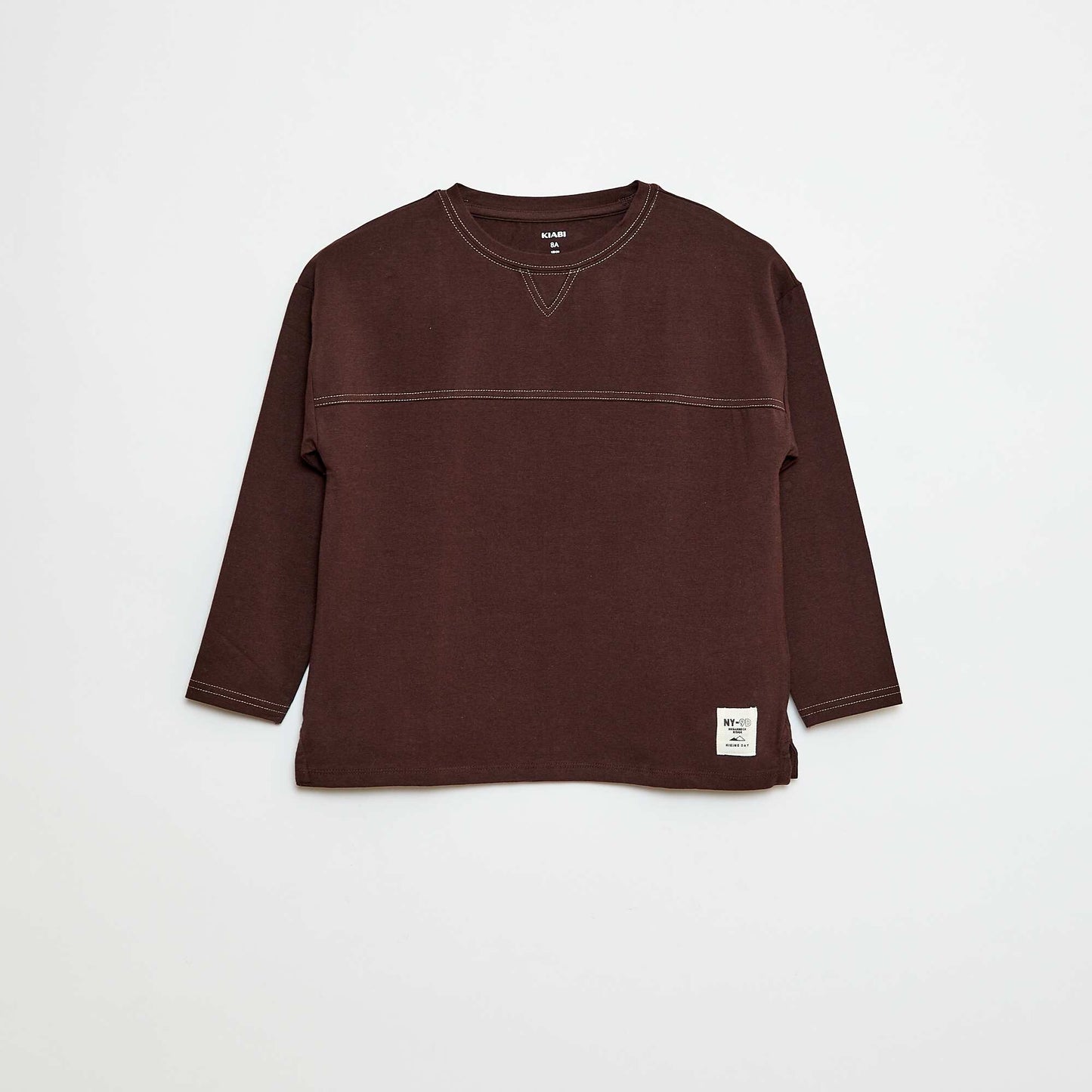 Camiseta de manga larga con cuello redondo MARRON