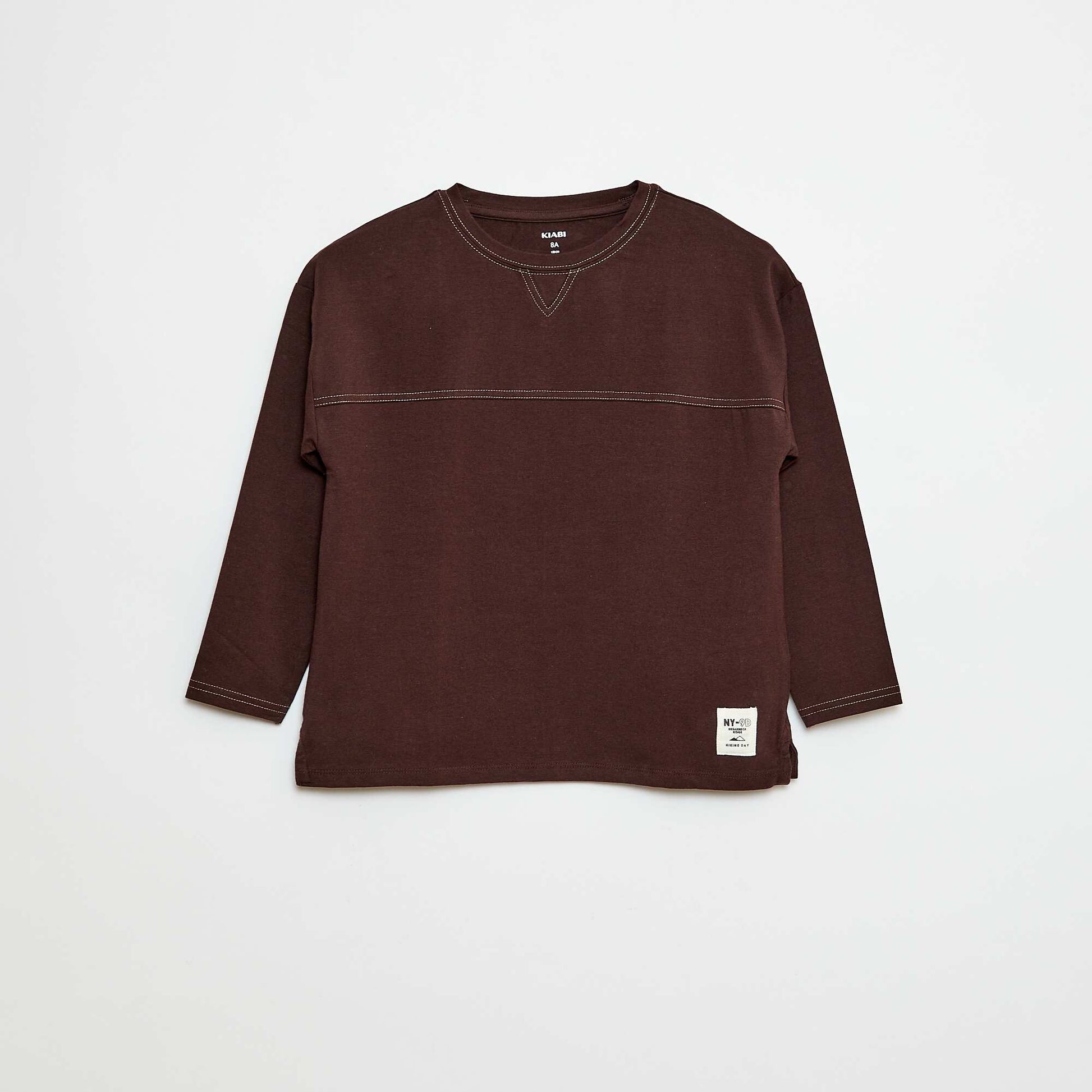 Camiseta de manga larga con cuello redondo MARRON