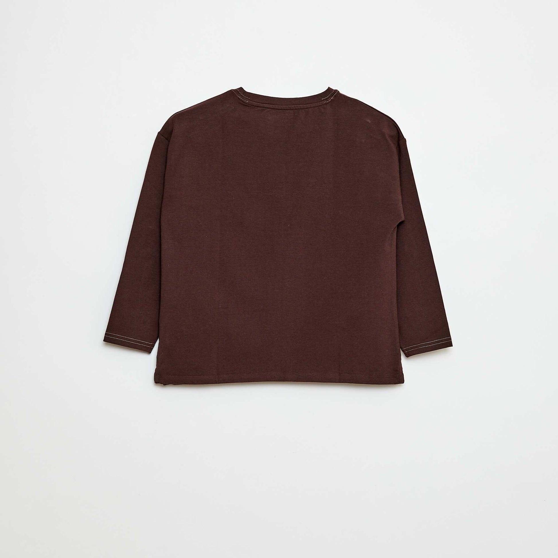 Camiseta de manga larga con cuello redondo MARRON