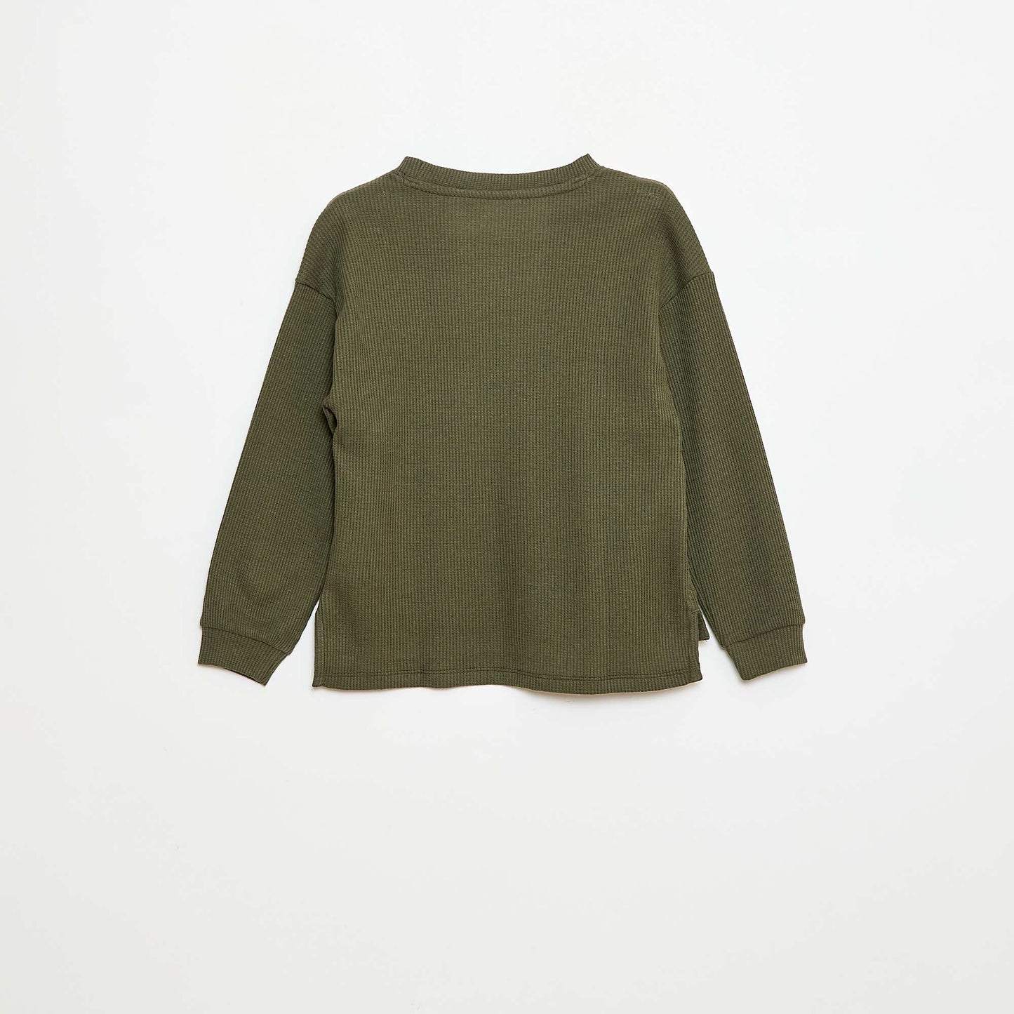 Camiseta holgada gofrada de algodón lisa KAKI