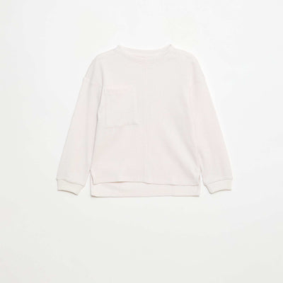 Camiseta holgada gofrada de algodón liso BLANCO