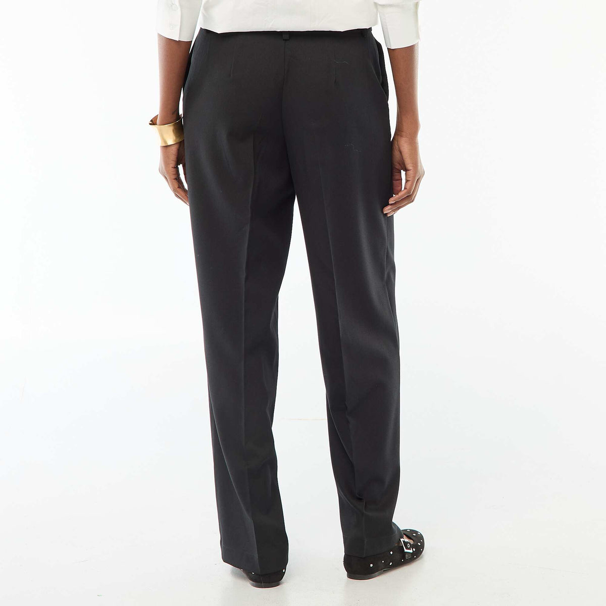 Pantalón ancho fluido liso NEGRO