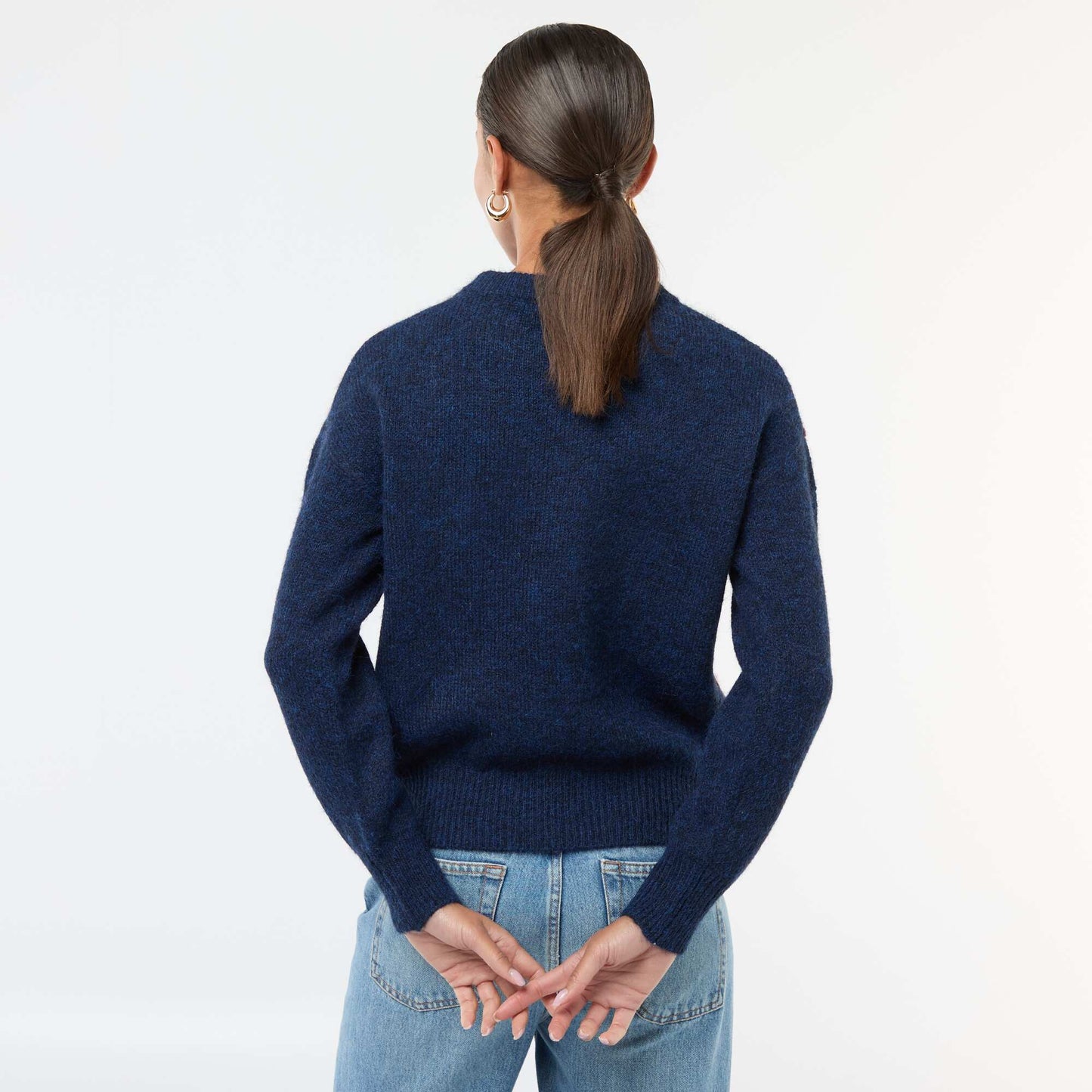 Sweater estampado de cuadros jacquard AZUL
