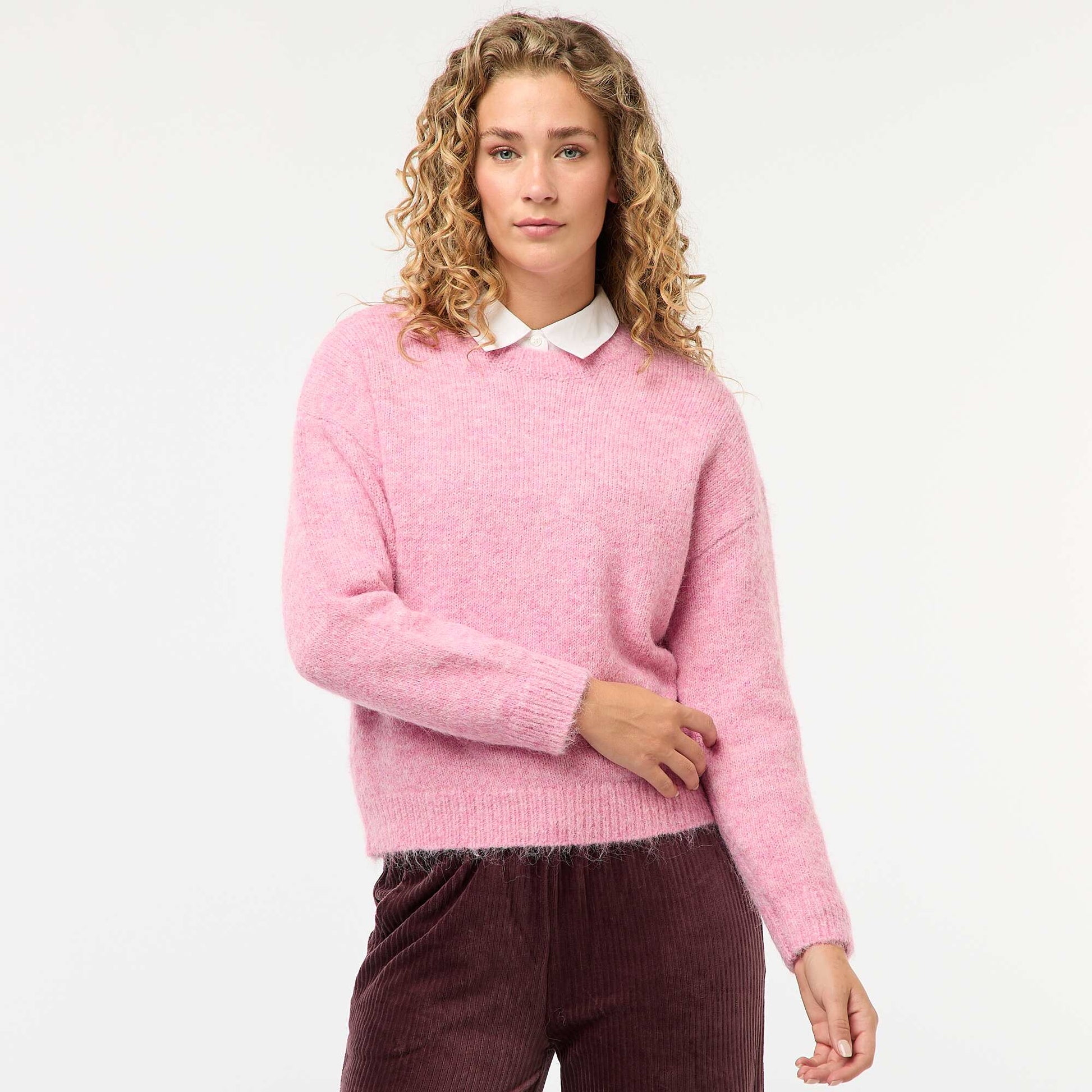 Cálido sweater de punto jaspeado ROSA