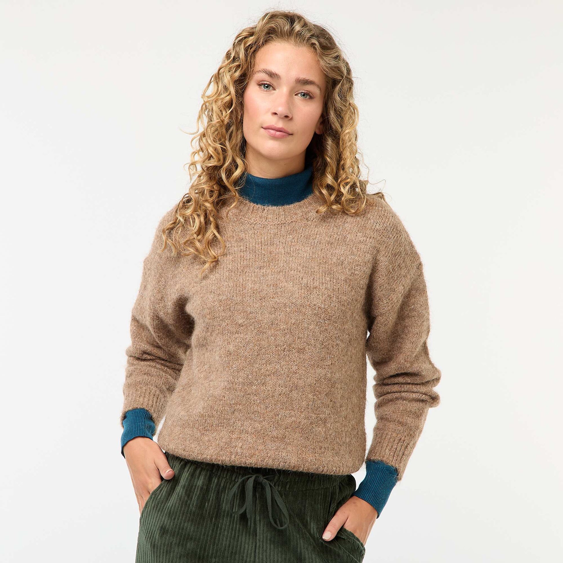 Sweater cálido de punto jaspeado MARRON